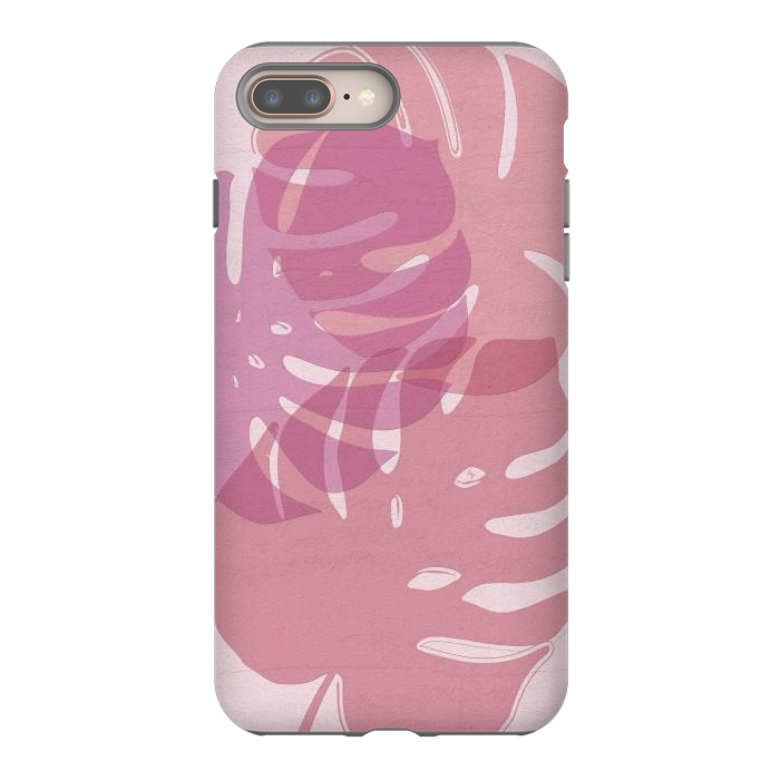 iPhone 7 plus StrongFit Pink exotic leaves by Martina