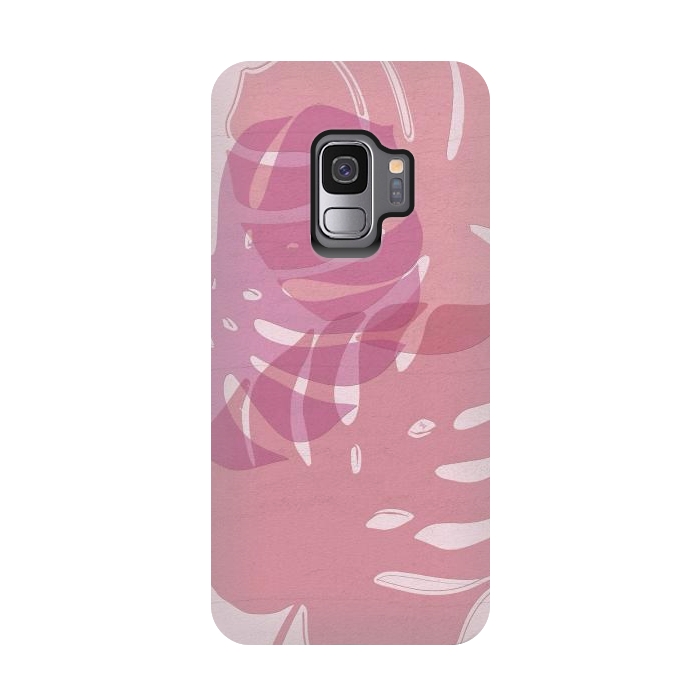 Galaxy S9 StrongFit Pink exotic leaves by Martina