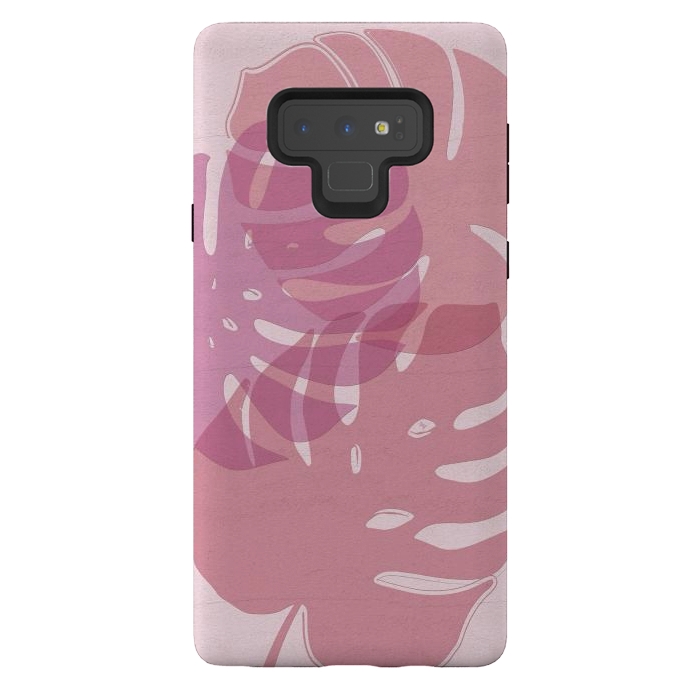 Galaxy Note 9 StrongFit Pink exotic leaves by Martina