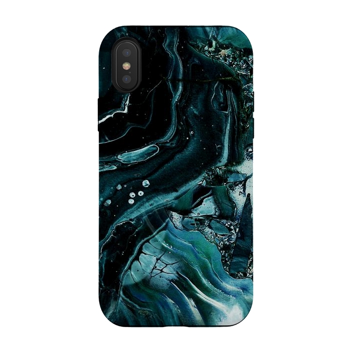 iPhone Xs / X StrongFit Dark emerald green geode marble by Oana 