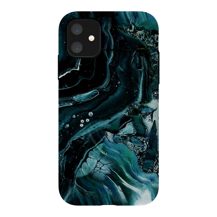 iPhone 11 StrongFit Dark emerald green geode marble by Oana 