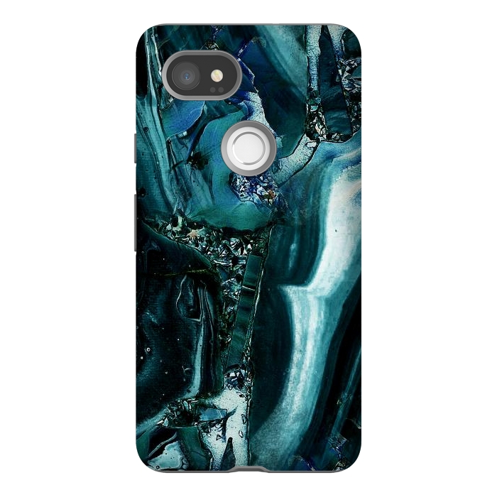 Pixel 2XL StrongFit Dark emerald green geode marble by Oana 