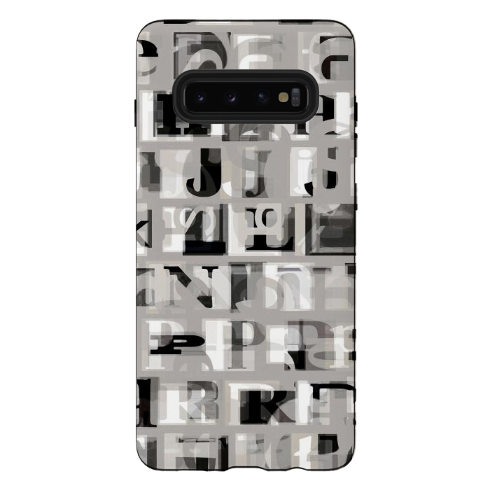 Galaxy S10 plus StrongFit Typography letters collage - grey letters by Oana 