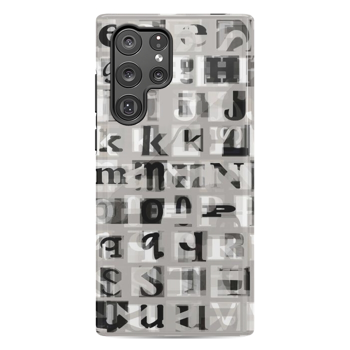 Galaxy S22 Ultra StrongFit Typography letters collage - grey letters by Oana 