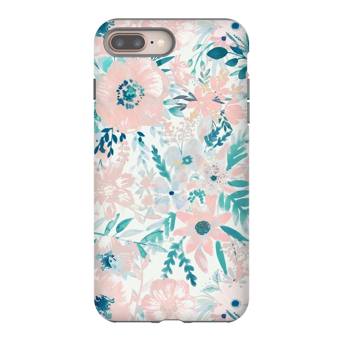 iPhone 7 plus StrongFit Watercolor wildflowers - petals and foliage pattern by Oana 