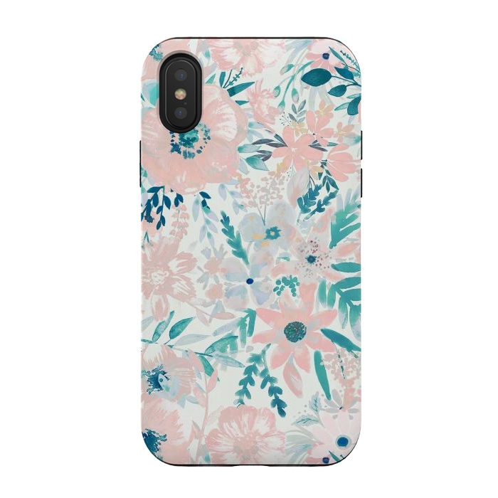 iPhone Xs / X StrongFit Watercolor wildflowers - petals and foliage pattern by Oana 
