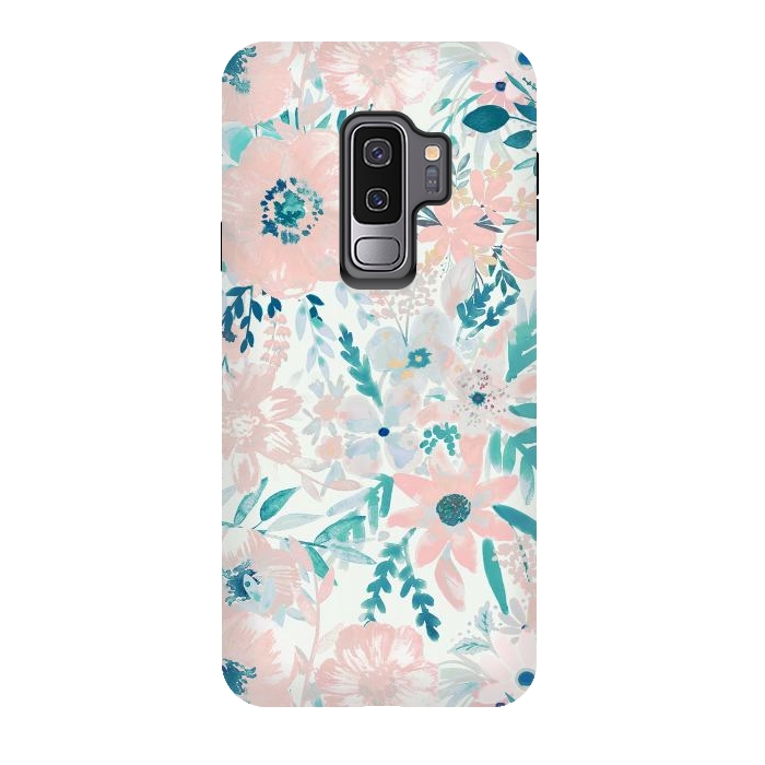 Galaxy S9 plus StrongFit Watercolor wildflowers - petals and foliage pattern by Oana 