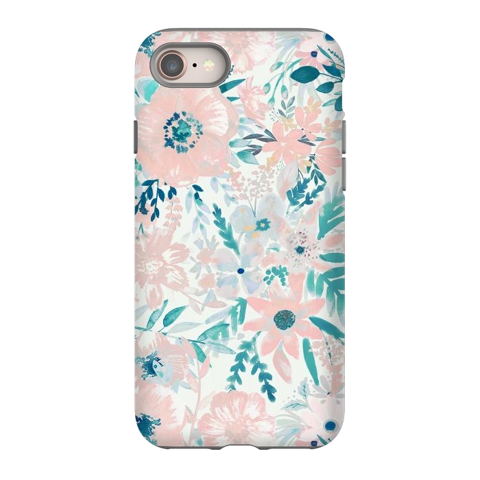 iPhone 8 StrongFit Watercolor wildflowers - petals and foliage pattern by Oana 
