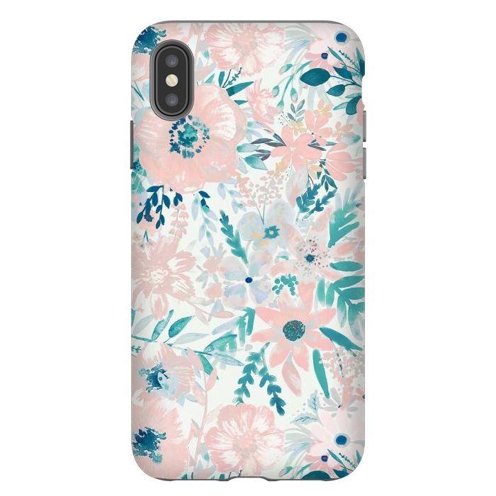 iPhone Xs Max StrongFit Watercolor wildflowers - petals and foliage pattern by Oana 