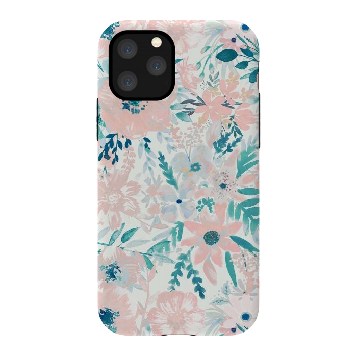 iPhone 11 Pro StrongFit Watercolor wildflowers - petals and foliage pattern by Oana 