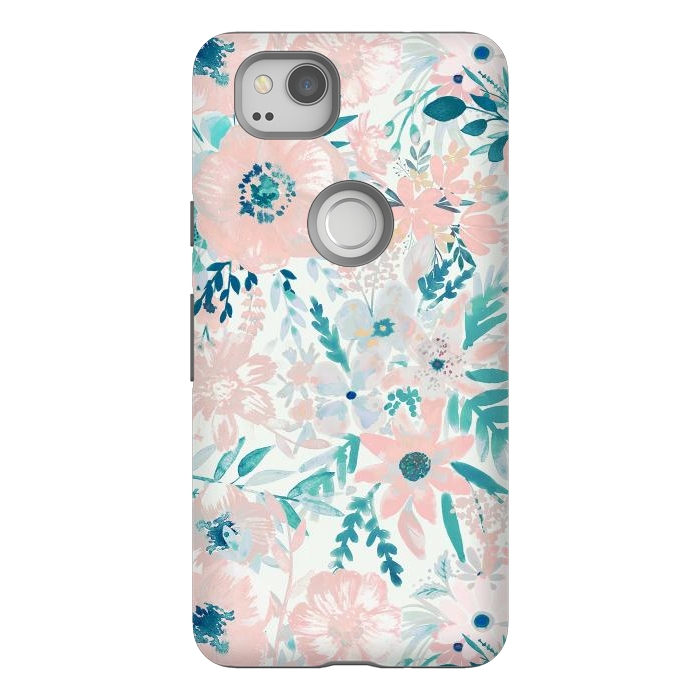 Pixel 2 StrongFit Watercolor wildflowers - petals and foliage pattern by Oana 