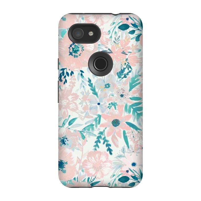 Pixel 3A StrongFit Watercolor wildflowers - petals and foliage pattern by Oana 