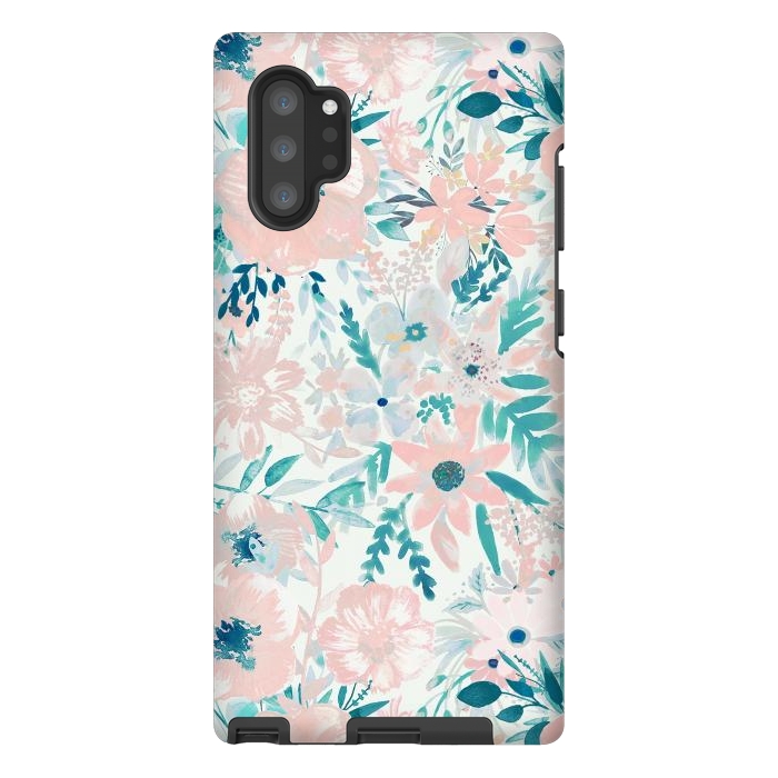 Galaxy Note 10 plus StrongFit Watercolor wildflowers - petals and foliage pattern by Oana 