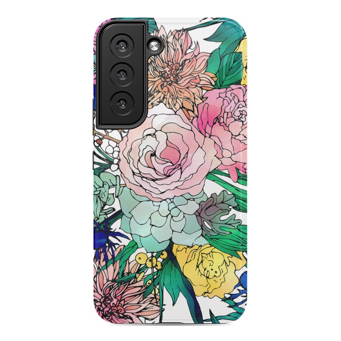 Galaxy S22 StrongFit Stylish Colorful Watercolor Floral Pattern by InovArts