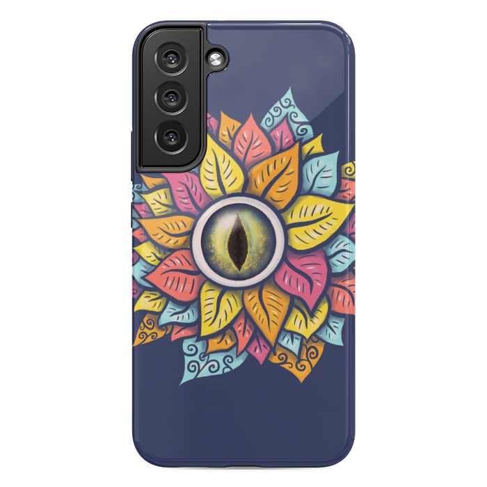 Galaxy S22 plus StrongFit Colorful Reptile Eye Flower Fun Weird Digital Art by Boriana Giormova