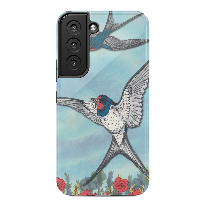 Galaxy S22 StrongFit Summer Swallows by Lotti Brown