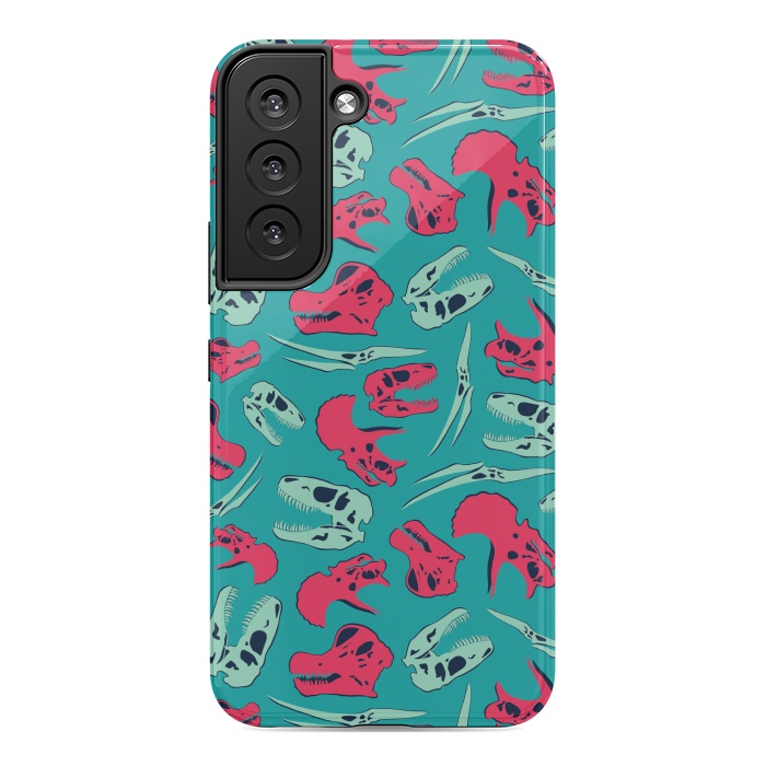 Galaxy S22 StrongFit Skull Roll - Teal by Melissa Lee