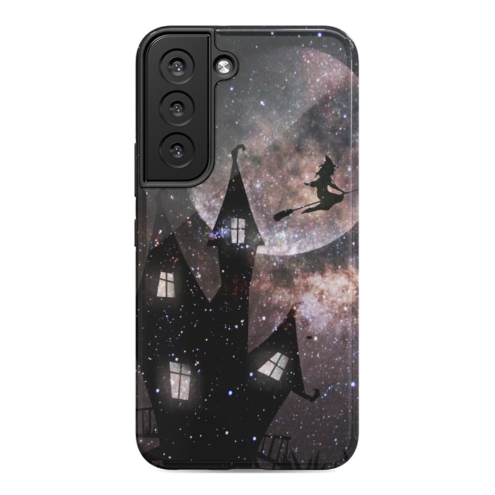 Galaxy S22 StrongFit Flying witch and dark house at night by Oana 