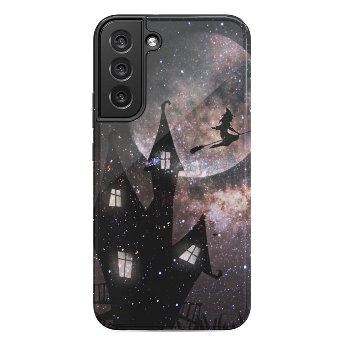 Galaxy S22 plus StrongFit Flying witch and dark house at night by Oana 