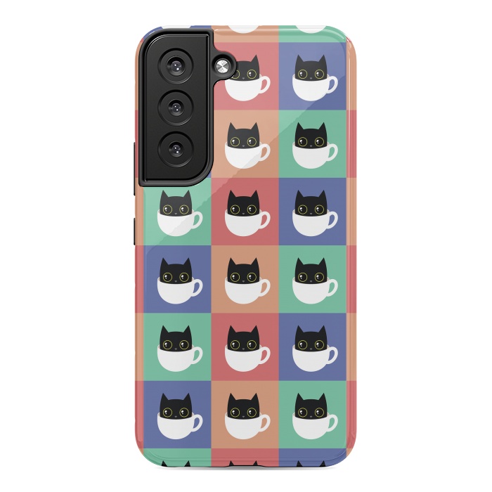 Galaxy S22 StrongFit Coffee  cat pattern by Laura Nagel