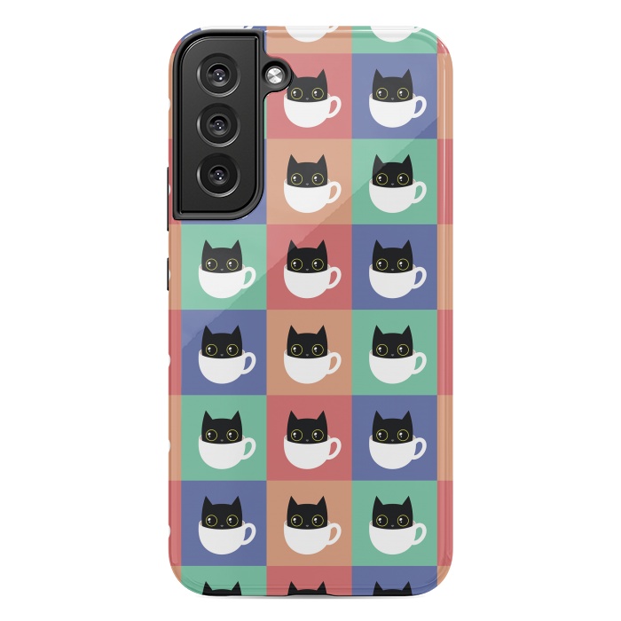 Galaxy S22 plus StrongFit Coffee  cat pattern by Laura Nagel