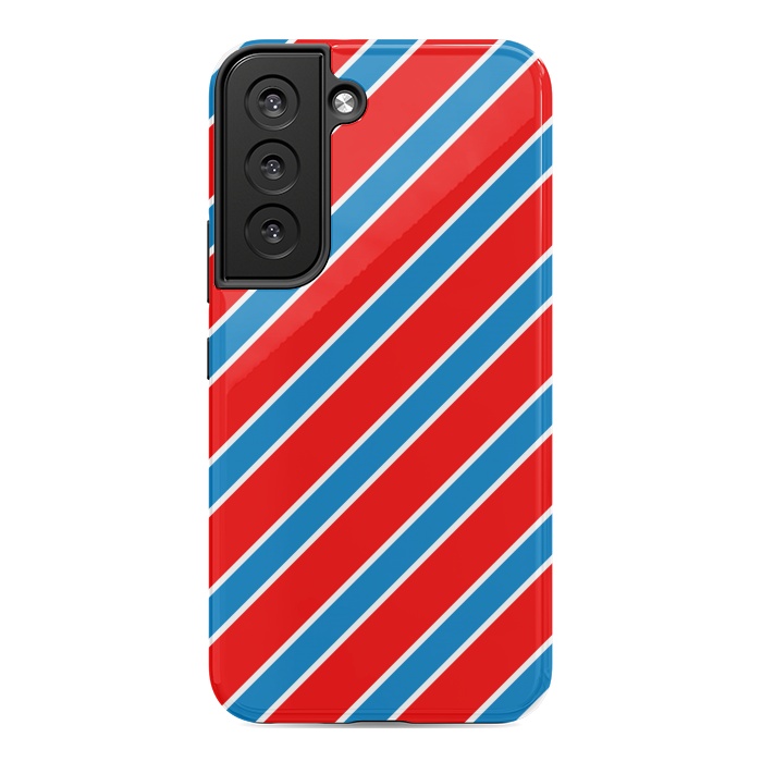 Galaxy S22 StrongFit Red Blue Diagonal Stripes by TMSarts