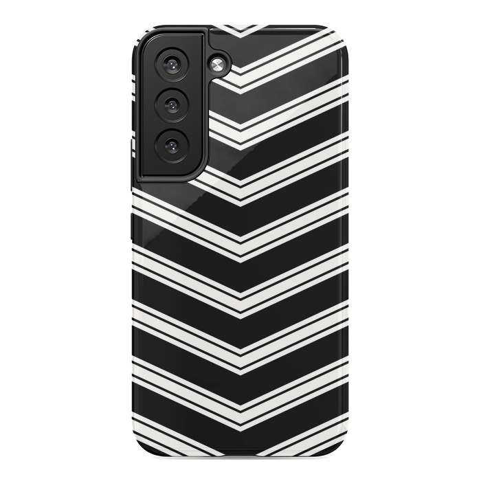 Galaxy S22 StrongFit Black And White Chevrons by TMSarts