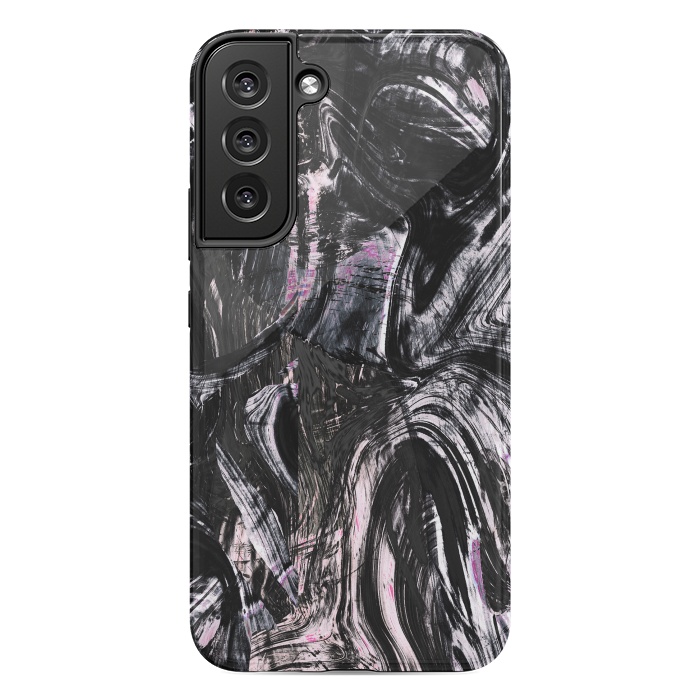 Galaxy S22 plus StrongFit Brushed black pink ink marble by Oana 