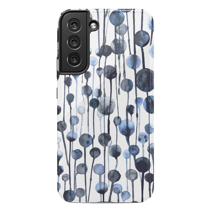 Galaxy S22 plus StrongFit Dripping Watercolor Dots Navy by Ninola Design