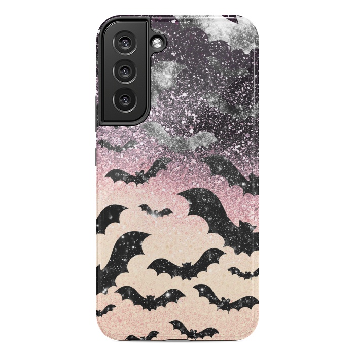 Galaxy S22 plus StrongFit Bats in glitter starry night - Halloween by Oana 