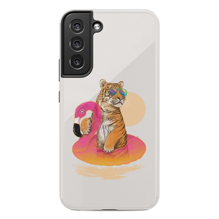 Galaxy S22 plus StrongFit Chillin Flamingo Tiger by 38 Sunsets