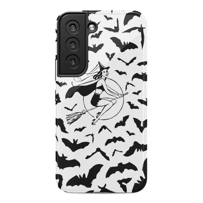 Galaxy S22 StrongFit Witch and flying bats vintage illustration by Oana 