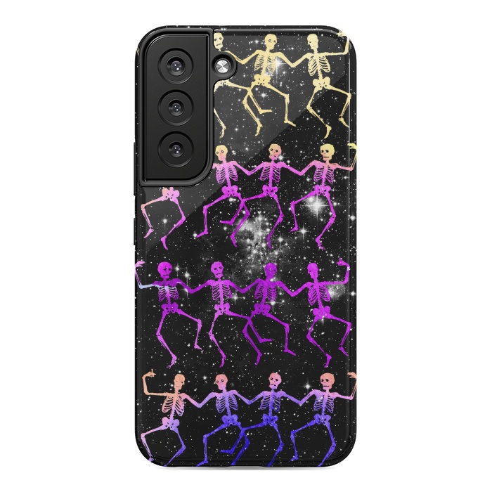 Galaxy S22 StrongFit Neon gradient dancing skeletons Halloween by Oana 