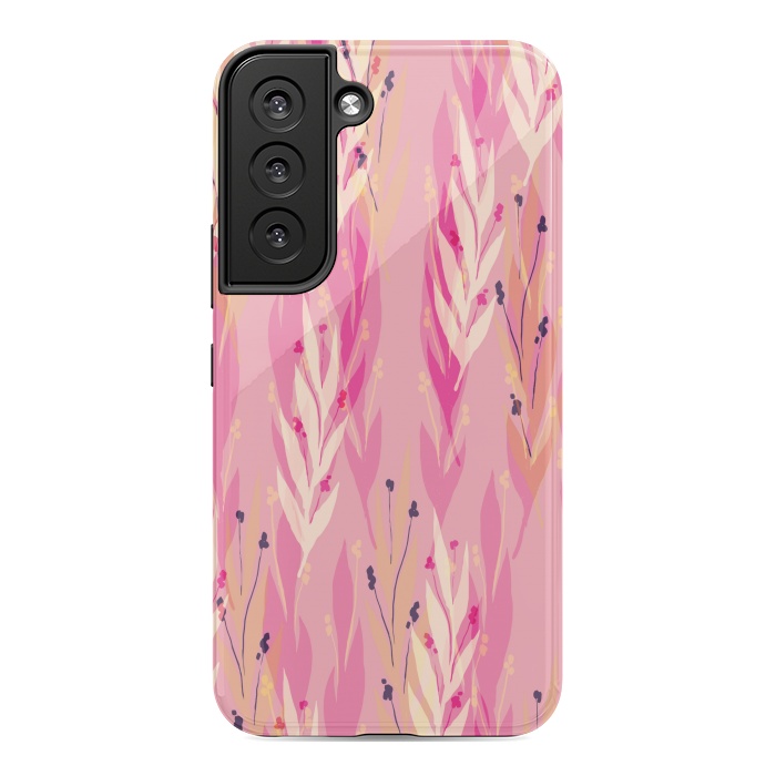 Galaxy S22 StrongFit pink leaf pattern by MALLIKA