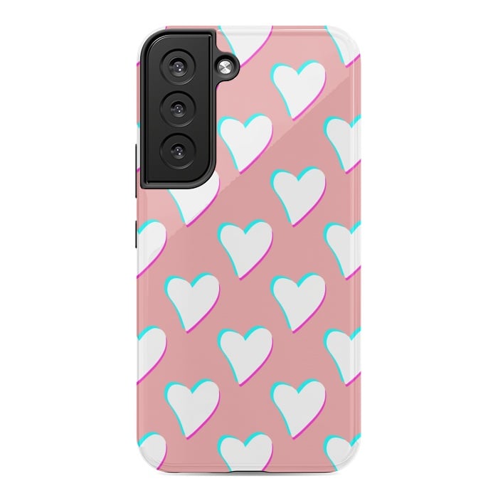 Galaxy S22 StrongFit Retro Pink Hearts by Julie Erin Designs