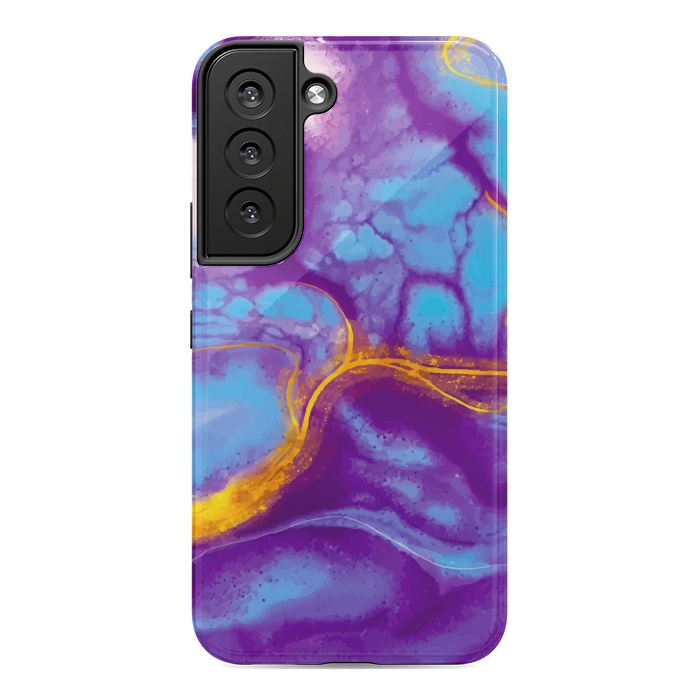 Galaxy S22 StrongFit blue purple gold marble by haroulita