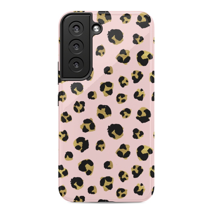 Galaxy S22 StrongFit Pink and gold leopard by Julia Badeeva