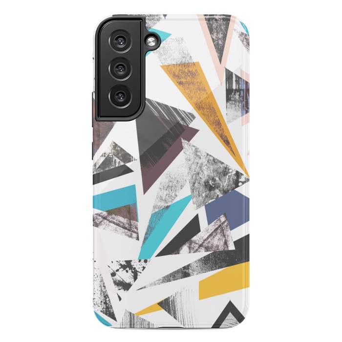 Galaxy S22 plus StrongFit Colorful textured triangles by Oana 