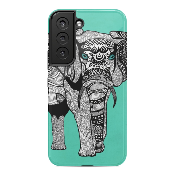 Galaxy S22 StrongFit Turquoise Elephant by Pom Graphic Design