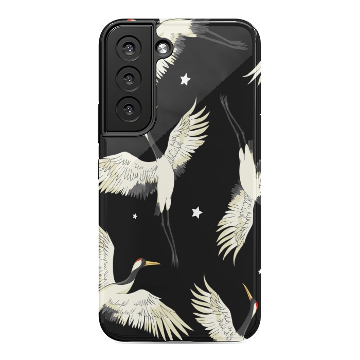 Galaxy S22 StrongFit black white birds by haroulita