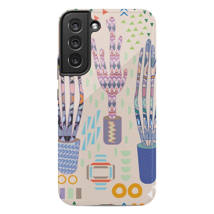 Galaxy S22 plus StrongFit Cactus desert with pattern by Nina Leth