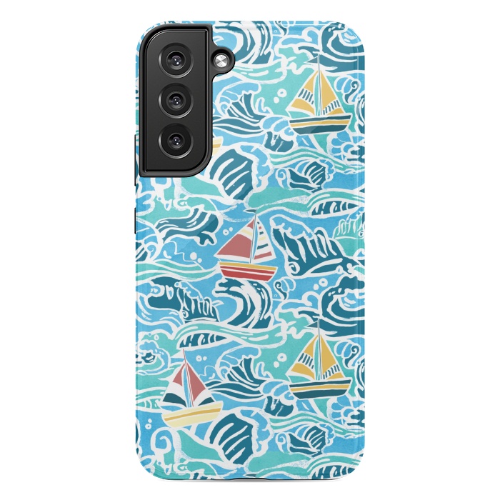 Galaxy S22 plus StrongFit Sailboats & Waves by Tangerine-Tane