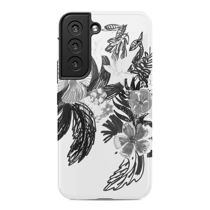 Galaxy S22 StrongFit Black ink sketched flowers by Oana 
