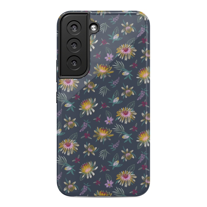 Galaxy S22 StrongFit Blue Floral by Tishya Oedit
