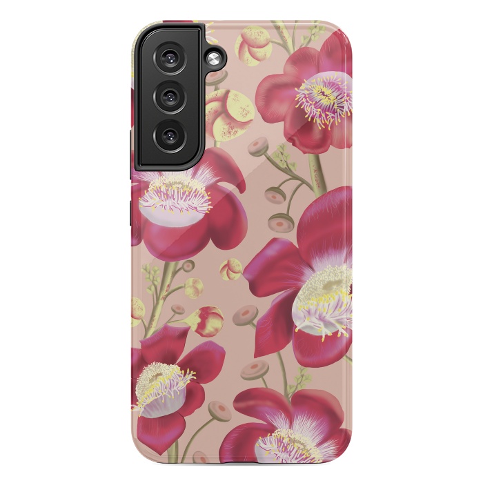 Galaxy S22 plus StrongFit Cannonball Tree Pattern - Blush by Anis Illustration