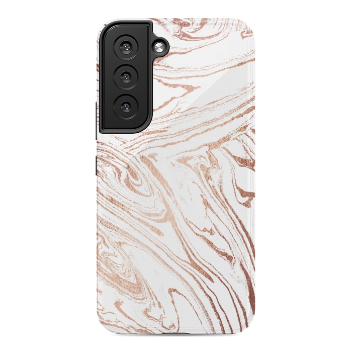 Galaxy S22 StrongFit White marble with rose gold details by Oana 