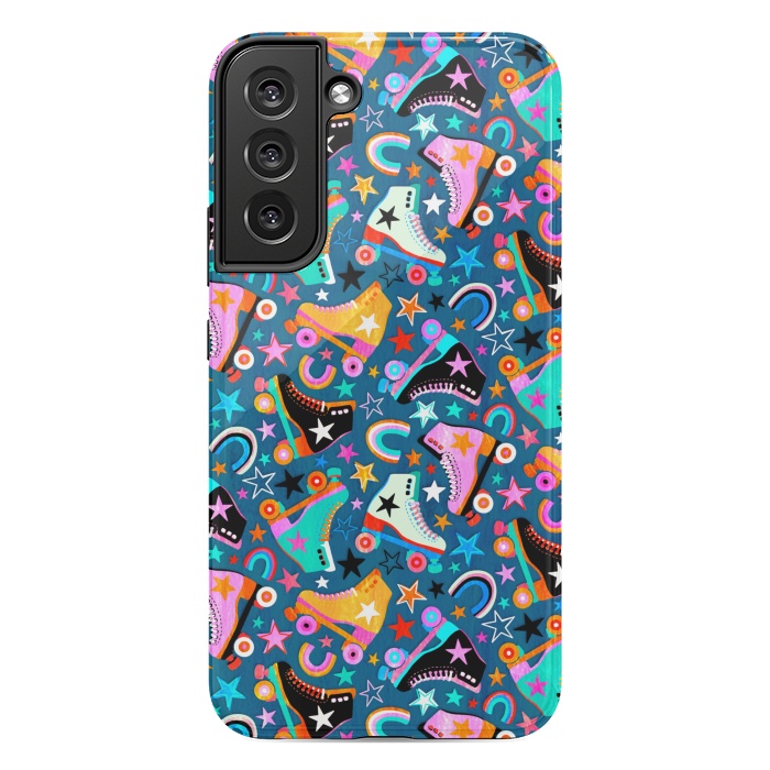 Galaxy S22 plus StrongFit Retro Rainbow Roller Skates and Stars by Micklyn Le Feuvre