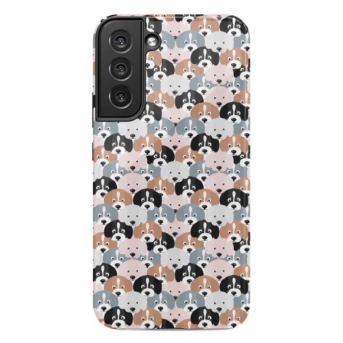 Galaxy S22 plus StrongFit Cute Black Brown Pink Grey Puppy Dogs Illustration by InovArts