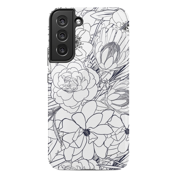 Galaxy S22 plus StrongFit Modern Line Art Hand Drawn Floral Girly Design by InovArts