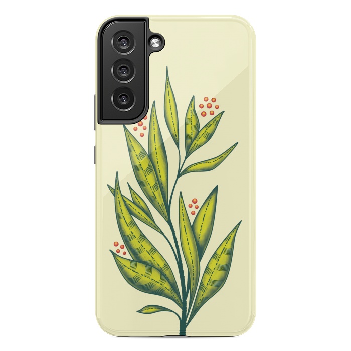 Galaxy S22 plus StrongFit Abstract green plant with decorative leaves and berries by Boriana Giormova